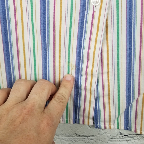 VINTAGE | short sleeve striped button up blouse - Picture 5 of 7